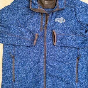 Primark Men's Heathered Blue Full-Zip Jacket with Contrast Trim